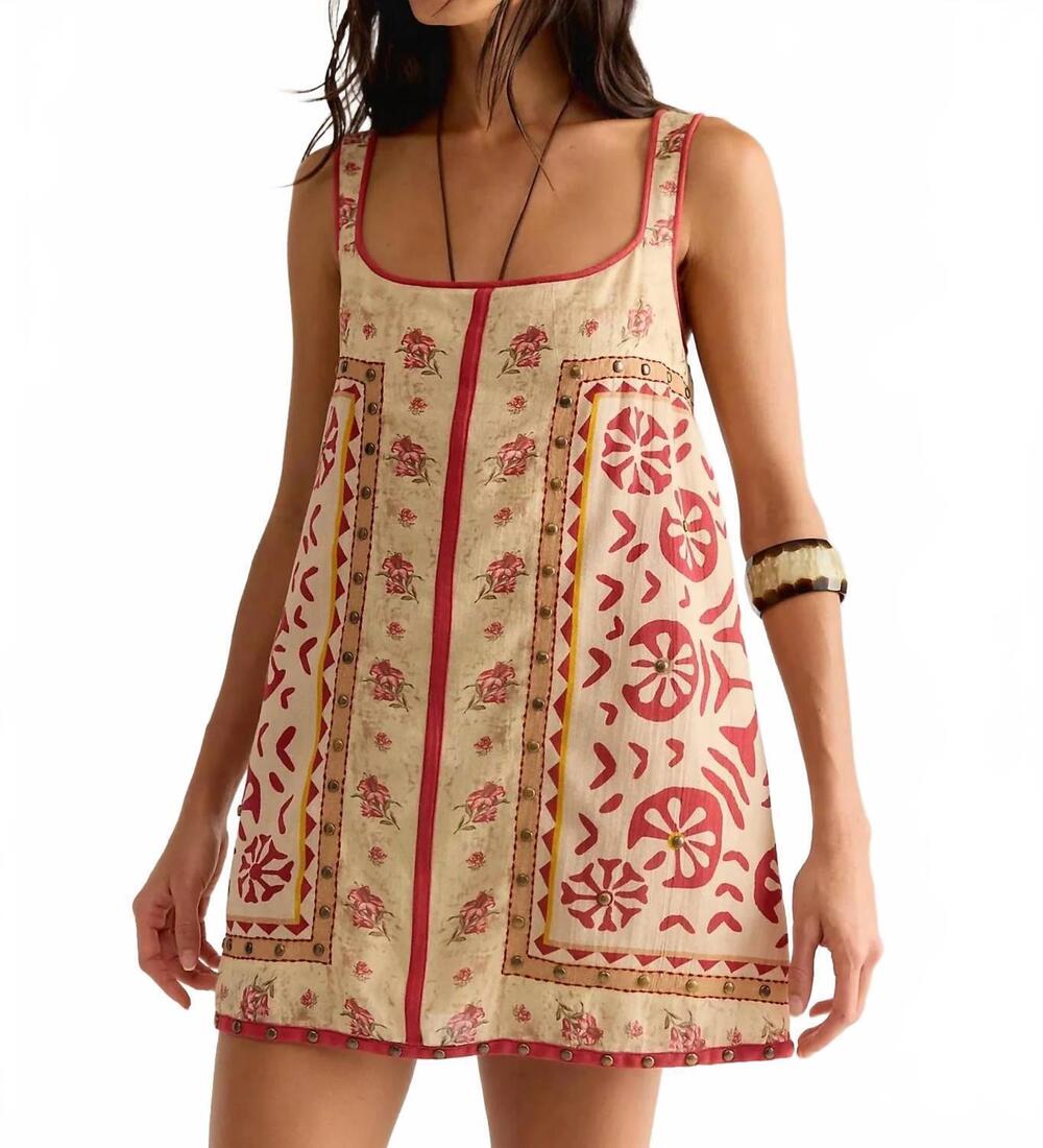 NEW FREE PEOPLE mini shift dress in beige